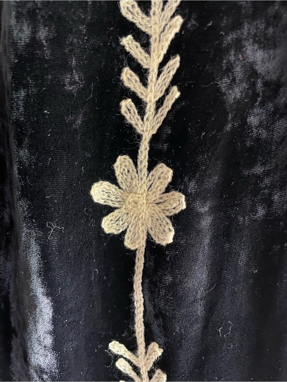 Antra Embroidered Velvet Black & Cream Long MIDI Jacket Coat - Picture 10 of 16